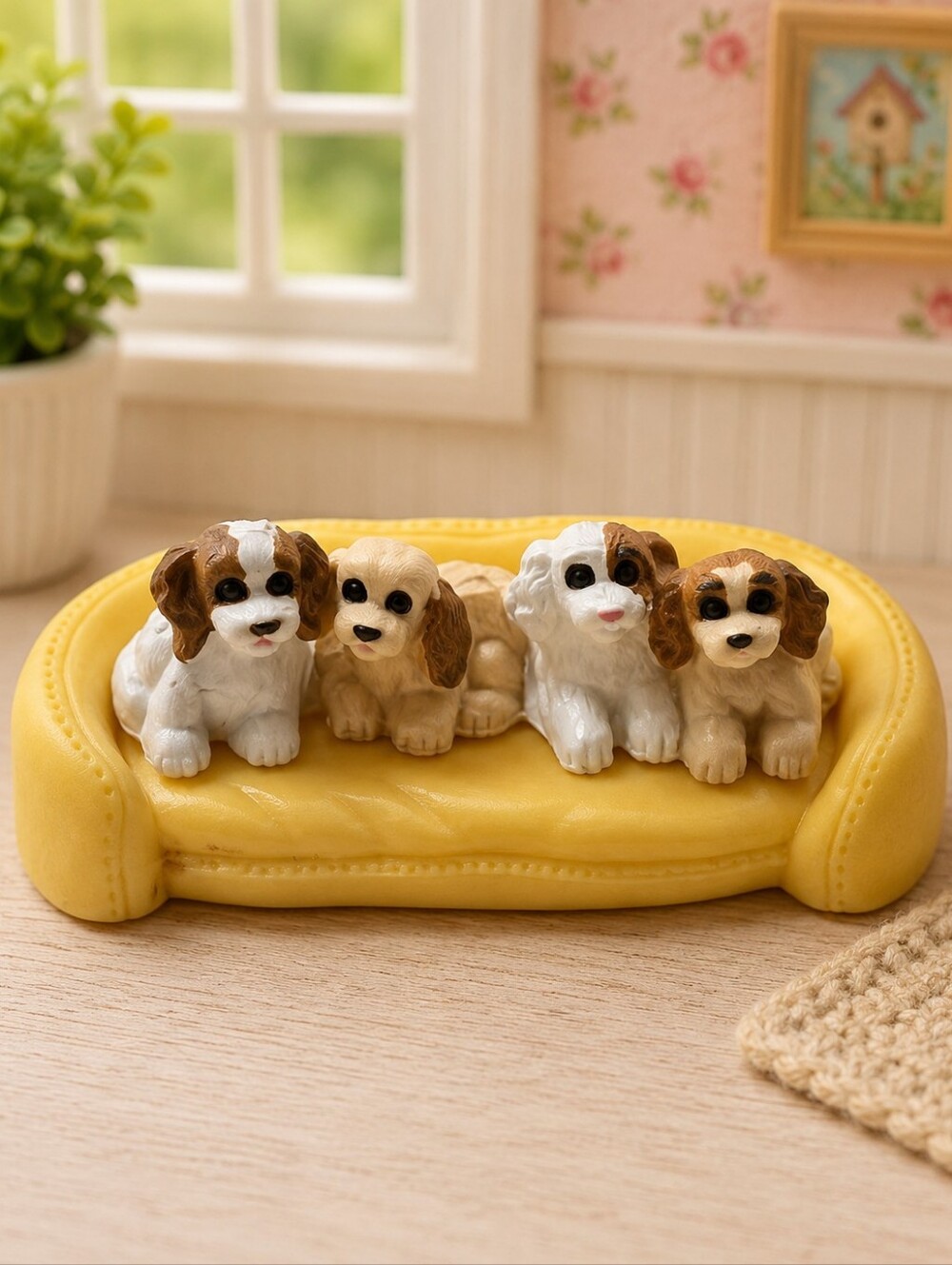 Fisher Price Loving Family Puppy Family Pet Bed Dogs Set Dollhouse Accessory
